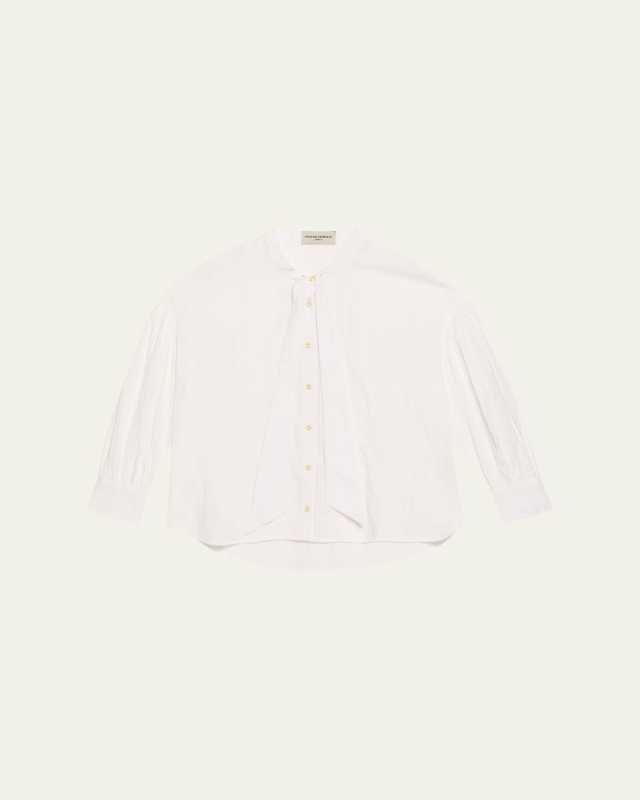 Molly Tie-Neck Textured Stripe Top